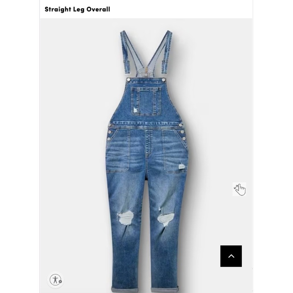 Torrid Straight Leg Vintage Stretch High-Rise Overalls 22 Tall Distressed Denim